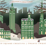 "Vintage New York Winter" - Holiday Cards in Pine by Becky Nimoy - Close-Up