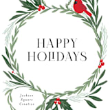 "Cardinal Wreath" - Holiday Cards in Snowfall by Itsy Belle Studio - Detail