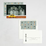 "City Sidewalks" - Holiday Cards in Midnight by Pink House Press - Assembled