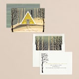 "Snowy A-Frame" - Holiday Cards in Chartreuse by Becky Nimoy - Assembled
