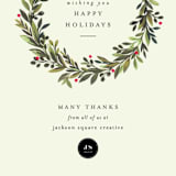 "Painted Wreathe" - Holiday Cards in Sage by Mansi Verma - Close-Up