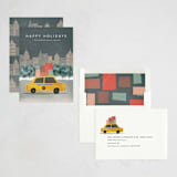 "City Sidewalk" - Holiday Cards in Navy by Creo Study - Assembled