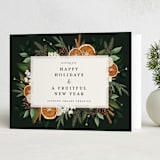 "Fruitful Holiday" - Holiday Cards in Midnight by Susan Moyal - Folded Card