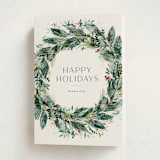"Watercolor festive wreath" - Holiday Cards in Vert by Jackie Crawford - Folded Card