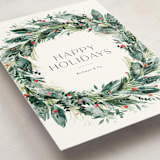 "Watercolor festive wreath" - Holiday Cards in Vert by Jackie Crawford - Detail