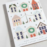 "Festive Village" - Holiday Cards in Candy Cane by Hannah Williams - Close-Up