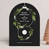 "Floral Bauble" - Holiday Cards in Charcoal by Megan Cash - Front