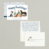 "Howliday Dog Pack" - Holiday Cards in Indigo by Shiny Penny Studio - Assembled