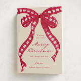 "Tartan Bow" - Holiday Cards in Cranberry by ForeverPrint - Folded Card