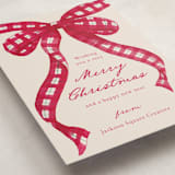 "Tartan Bow" - Holiday Cards in Cranberry by ForeverPrint - Detail