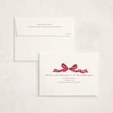 "Tartan Bow" - Holiday Cards in Cranberry by ForeverPrint - FREE Recipient Addressing