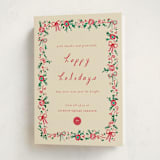 "Decked in Gratitude" - Holiday Cards in Ivory by Sarah Rosenthal - Folded Card