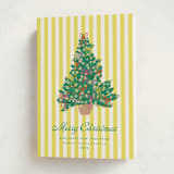 "Lobby Bow Tree" - Holiday Cards in Chartreuse by Erika Firm - Folded Card