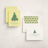 "Lobby Bow Tree" - Holiday Cards in Chartreuse by Erika Firm - Assembled