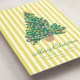 "Lobby Bow Tree" - Holiday Cards in Chartreuse by Erika Firm - Detail