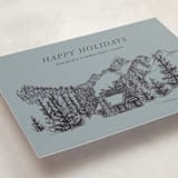 "Inkpen Cabin" - Holiday Cards in Slate by Holly Whitcomb - Detail
