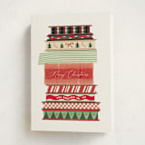 "Ribbon Spools" - Holiday Cards in Candy Cane by Baumbirdy - Folded Card