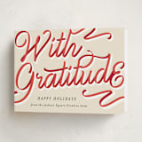 "Ribbon Greeting" - Holiday Cards in Holly Berry by AK Graphics - Folded Card