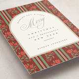 "Poinsettia Stripe Wallpaper" - Holiday Cards in Cranberry by Susan Zinader - Detail