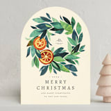 "paper orange wreath" - Holiday Cards in Crème by Anastasia Makarova - Front