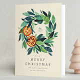 "paper orange wreath" - Holiday Cards in Crème by Anastasia Makarova - Folded Card