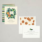 "paper orange wreath" - Holiday Cards in Crème by Anastasia Makarova - Assembled