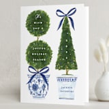 "Festive Topiaries" - Holiday Cards in Harbor by Susan Zinader - Folded Card