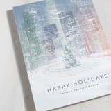 "Winter City Wishes" - Holiday Cards in Wintermint by Eric Ransom - Detail