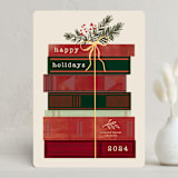 "On the Books" - Holiday Cards in Almond by Baumbirdy - Front