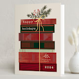 "On the Books" - Holiday Cards in Almond by Baumbirdy - Folded Card