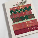 "On the Books" - Holiday Cards in Almond by Baumbirdy - Detail