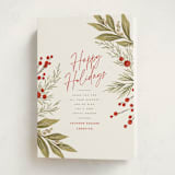 "Lauren + Holly" - Holiday Cards in Holly Berry by Wildfield Paper Co - Folded Card