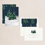 "brushy trees" - Holiday Cards in Midnight by Rebecca Durflinger - Assembled
