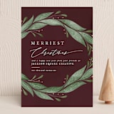 "Textured Wreath" - Holiday Cards in Cranberry by Ally Madison - Front