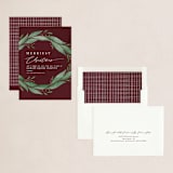"Textured Wreath" - Holiday Cards in Cranberry by Ally Madison - Assembled