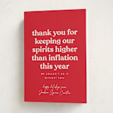 "Inflation" - Holiday Cards in Poinsettia by Robert and Stella - Folded Card