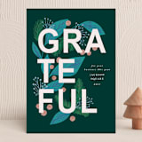 "Grateful" - Holiday Cards in Evergreen by Jen Owens - Front