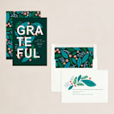 "Grateful" - Holiday Cards in Evergreen by Jen Owens - Assembled