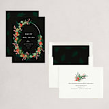 "Modern Wreath" - Holiday Cards in Midnight by Christy Hy Lee - Assembled