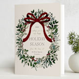 "Holiday Bow" - Holiday Cards in Cream by Susan Moyal - Folded Card