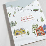 "Mountain Town" - Holiday Cards in Berry by Kat Roberts - Detail