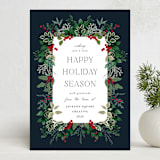 "Greenery Framed" - Holiday Cards in Holly Berry by Susan Moyal - Front