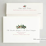 "Greenery Framed" - Holiday Cards in Holly Berry by Susan Moyal - FREE Recipient Addressing