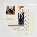 "Ribbon Stripe Holiday" - Holiday Cards in Emerald by Chris Griffith - Back of Card Options