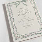"Ribbon Stripe Holiday" - Holiday Cards in Emerald by Chris Griffith - Detail