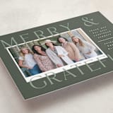 "Joyful and Grateful" - Holiday Cards in Sage by Corinne Malesic - Detail