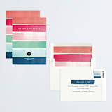 "Holiday Watercolor Stripes" - Holiday Cards in Navy by Shannon Chen of Four Wet Feet Studio - Assembled