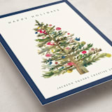 "Watercolor Tree" - Holiday Cards in Navy by Nicole Walsh - Detail