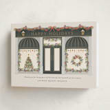 "Season’s Greetings Storefront" - Holiday Cards in Wreath by Ana de Sousa - Folded Card