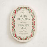 "Pine Border" - Holiday Cards in Cranberry by Paper Sun Studio - Front